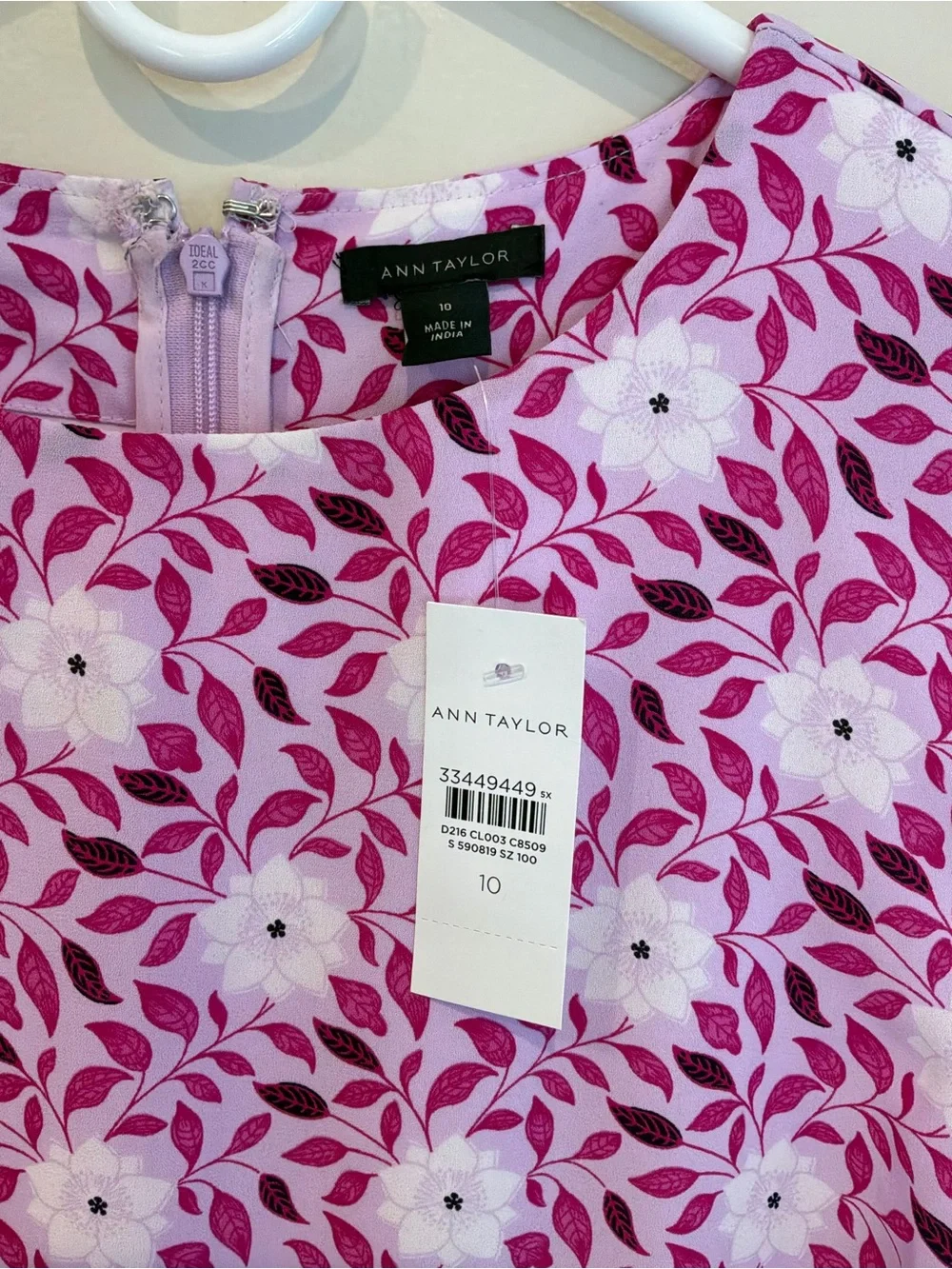NWT Ann Taylor Pink Floral Sleeveless Fit & Flare Dress Size 10
